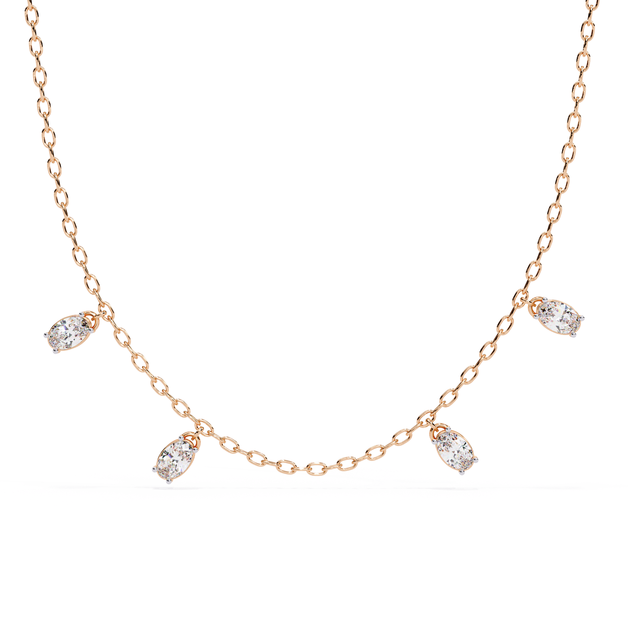 Solitairekart 1.45ct Four Bezel Set Oval Cut Natural Diamond Necklace-HI Color, VS-SI Clarity